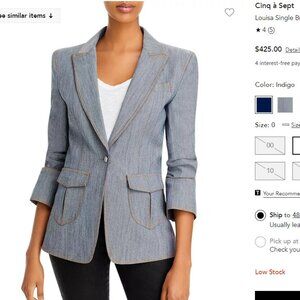 Cinq a Sept Louisa gray/blue denim jacket XS size 2 Never worn